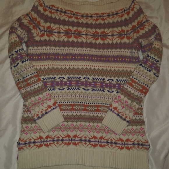 Lauren Ralph Lauren Chunky Fair Isle Sweater Nordic Print Winter Size Large - Picture 1 of 8